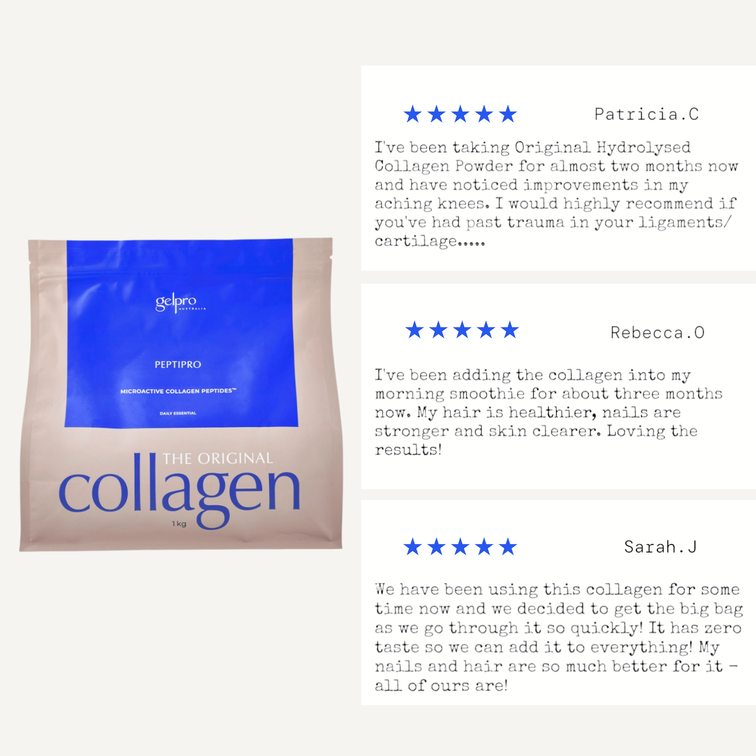 Original Hydrolysed Collagen Powder | 2 x 1kg & 1 x 500g BUNDLE - Gelpro Australia