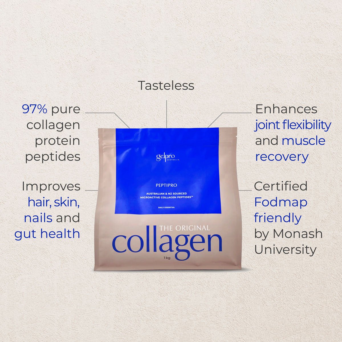 Original Hydrolysed Collagen Powder | Peptipro | 1kg - Gelpro Australia