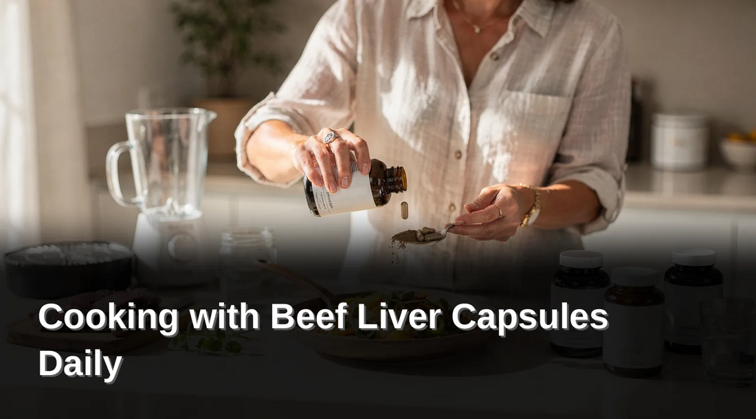 Minimal preparation separates beef liver capsules from raw liver cooking. Capsules open directly into meals